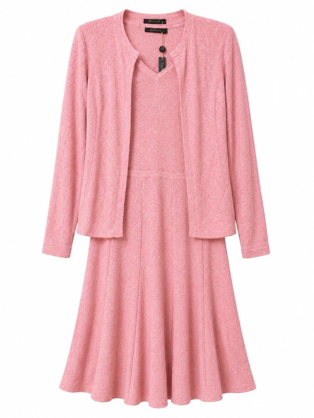 BIANA PINK KNIT MIDI DRESS CARDIGAN JACKET 2 PIECE SET SZ 6/M NEW W TAGS